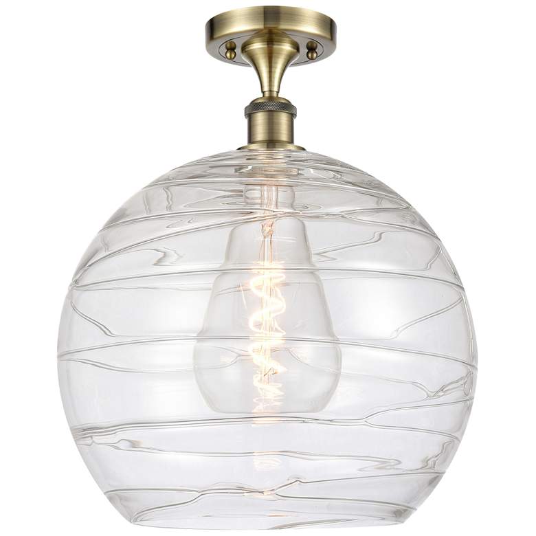 Image 1 Athens Deco Swirl 14" Semi-Flush Mount - Antique Brass - Clear Deco S