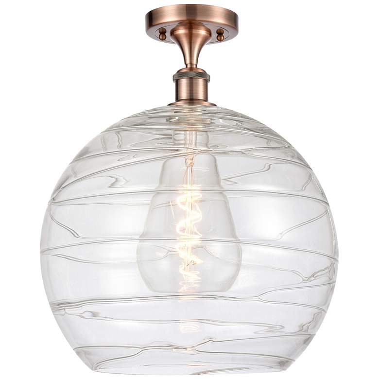 Image 1 Athens Deco Swirl 14" Semi-Flush Mount - Antique Copper - Clear Deco