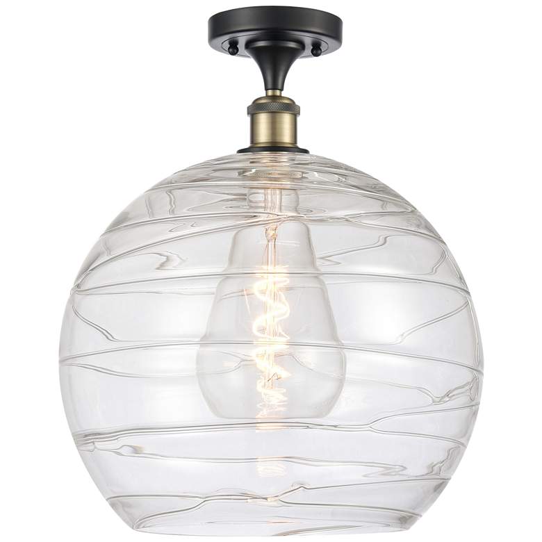Image 1 Athens Deco Swirl 14" Semi-Flush Mount - Black Brass - Clear Deco Swi