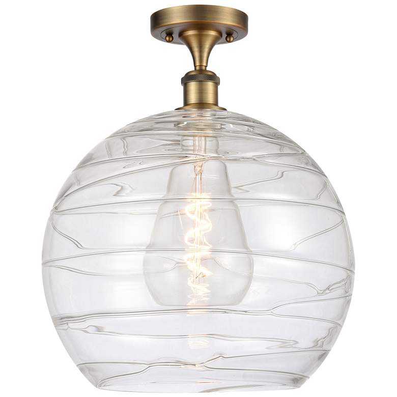Image 1 Athens Deco Swirl 14" Semi-Flush Mount - Brushed Brass - Clear Deco S