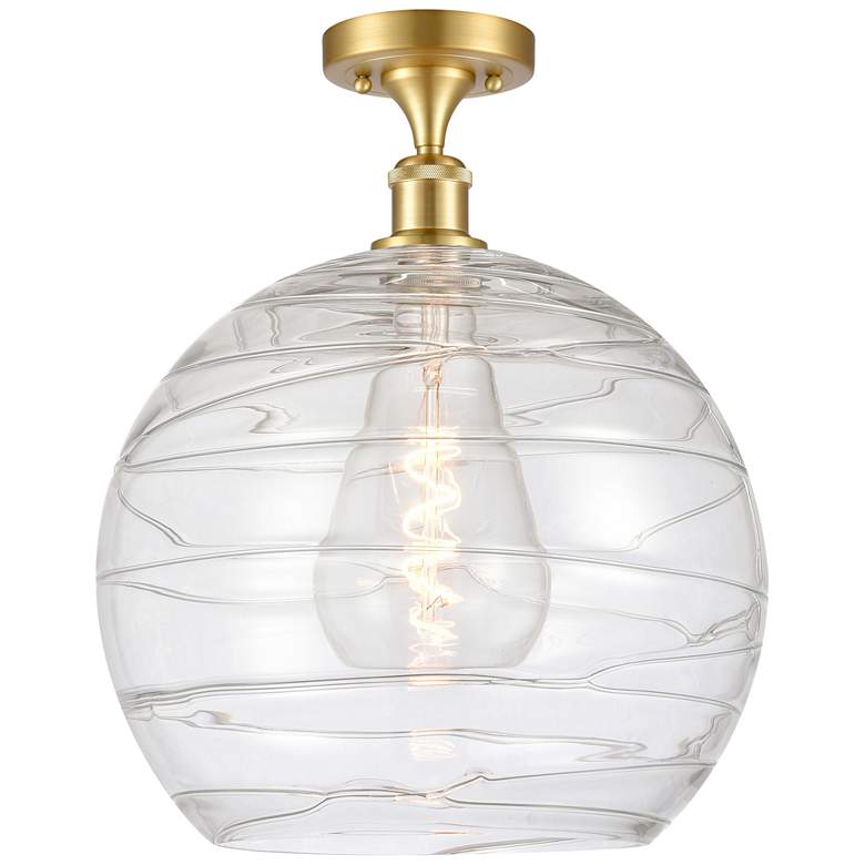 Image 1 Athens Deco Swirl 14" Semi-Flush Mount - Satin Gold - Clear Deco Swir