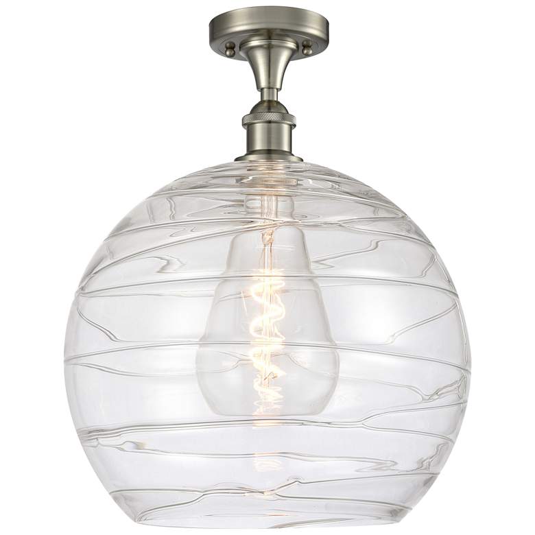 Image 1 Athens Deco Swirl 14" Semi-Flush Mount - Satin Nickel - Clear Deco Sw