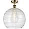 Athens Deco Swirl 14" LED Semi-Flush Mount - Brass - Clear Deco Swirl
