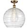 Athens Deco Swirl 14" Semi-Flush Mount - Brushed Brass - Clear Deco Swirl