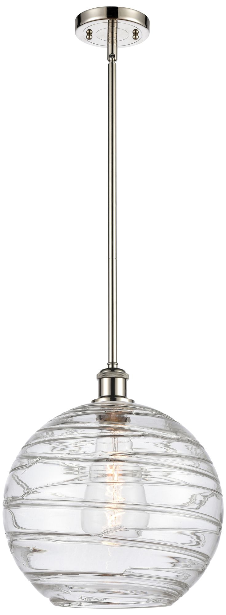 Athens Deco Swirl 15" Nickel LED Mini Pendant w/ Swirl Shade