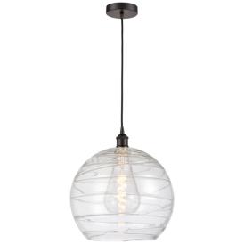Athens Deco Swirl 16.88" Bronze LED Corded Pendant w/ Swirl Shade Athens Deco Swirl 16.88" Bronze LED Corded Pendant w/ Swirl Shade