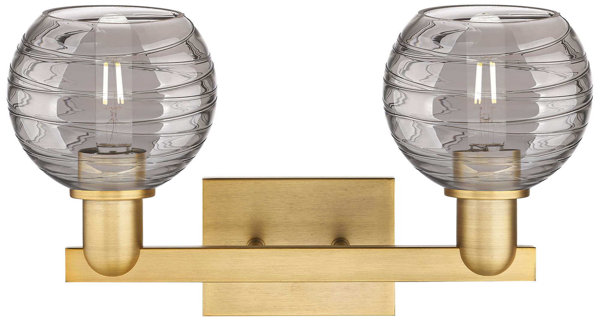 Image 2 Athens Deco Swirl 16"W 2 Light Brass Bath Light w/ Smoke Swirl Shade more views