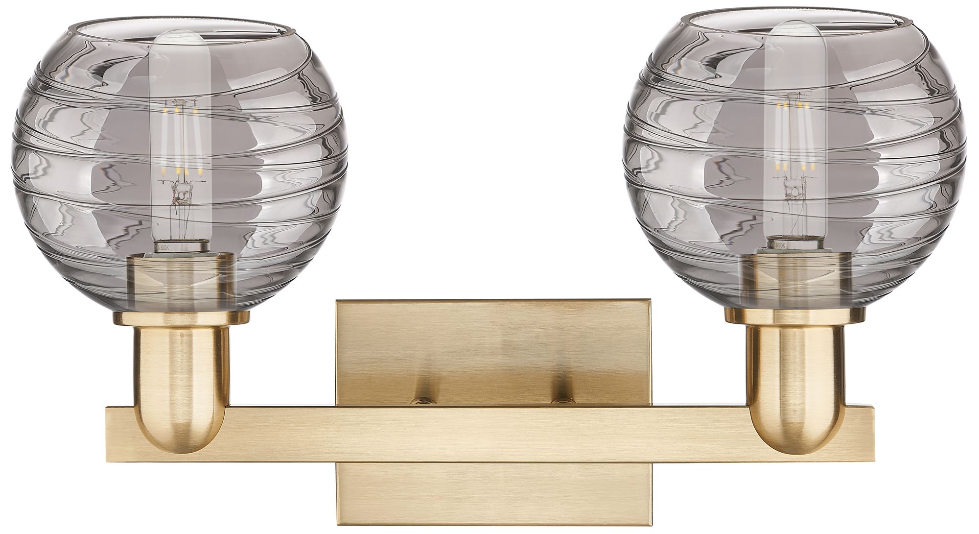 Image 2 Athens Deco Swirl 16"W 2 Light Champagne Bath Light w/ Smoke Shade more views