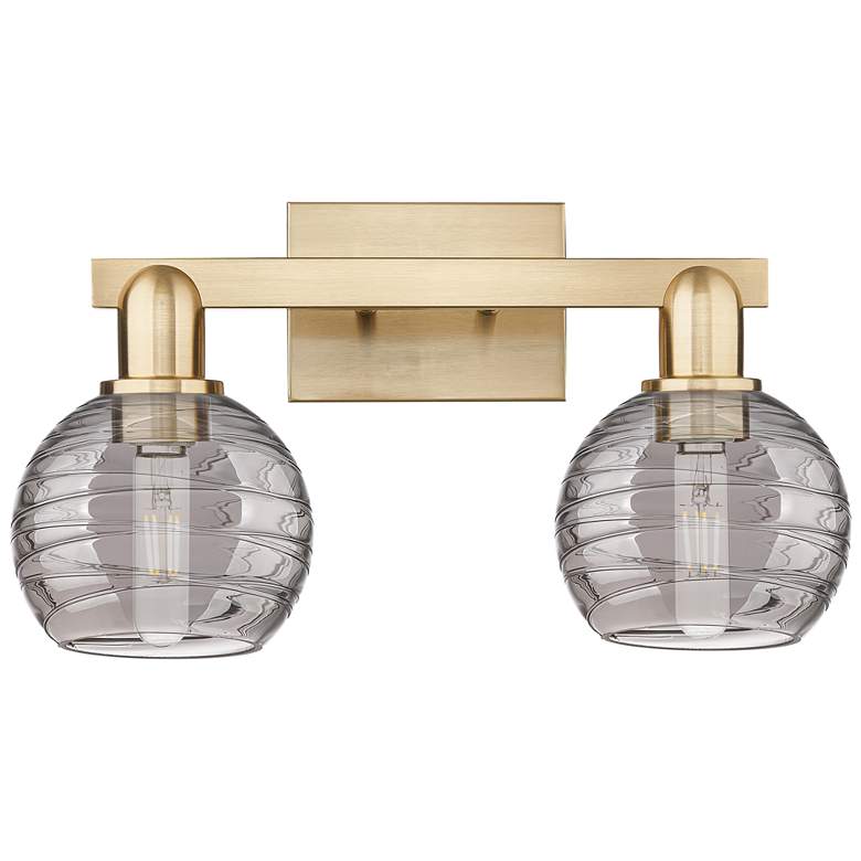 Image 1 Athens Deco Swirl 16"W 2 Light Champagne Bath Light w/ Smoke Shade