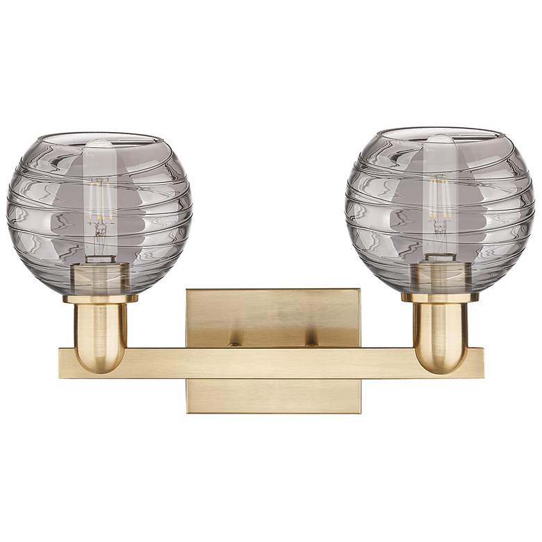 Image 2 Athens Deco Swirl 16"W 2 Light Champagne Bath Light w/ Smoke Shade more views