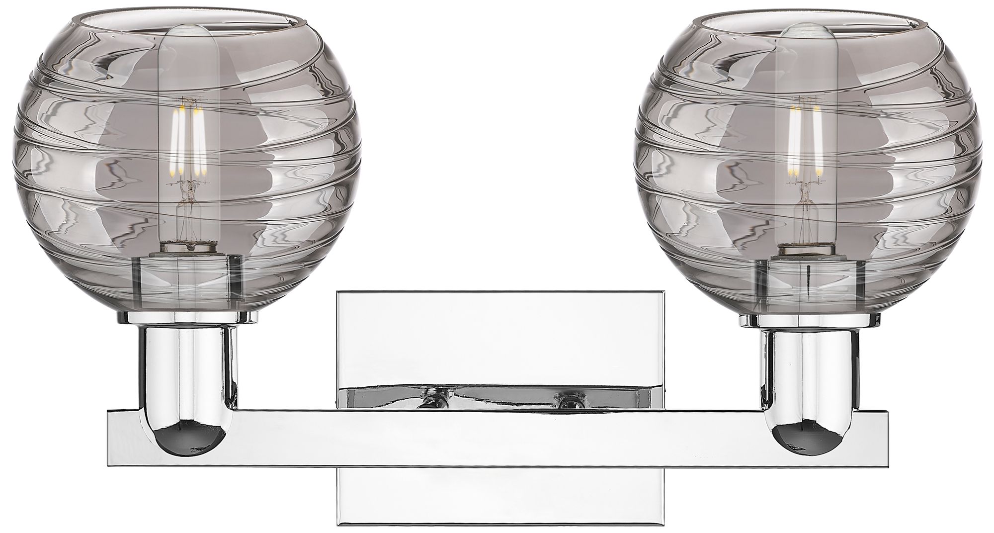 Image 2 Athens Deco Swirl 16"W 2 Light Chrome Bath Light With Light Smoke Shade more views