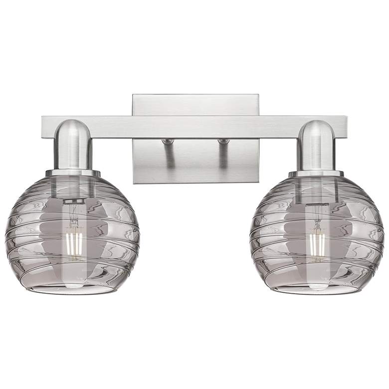 Image 1 Athens Deco Swirl 16"W 2 Light Satin Nickel Bath Light w/ Smoke Shade