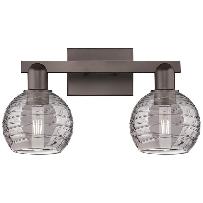 Image 1 Athens Deco Swirl 16"W 2-Lt Oil Rubbed Bronze Bath-Lt w/ Smoke Shade