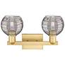2_Athens Deco Swirl 16"W 2-Lt Satin Gold Bath-Lt w/ Smoke Swirl Shade more views