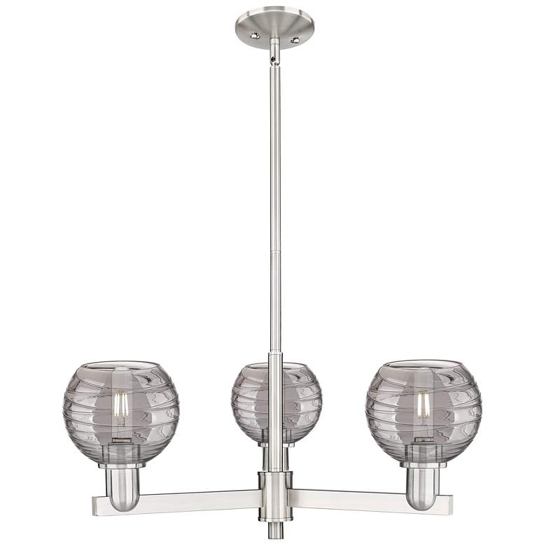 Image 1 Athens Deco Swirl 17.5"W 3 Light Satin Chandelier w/ Smoke Swirl Shade