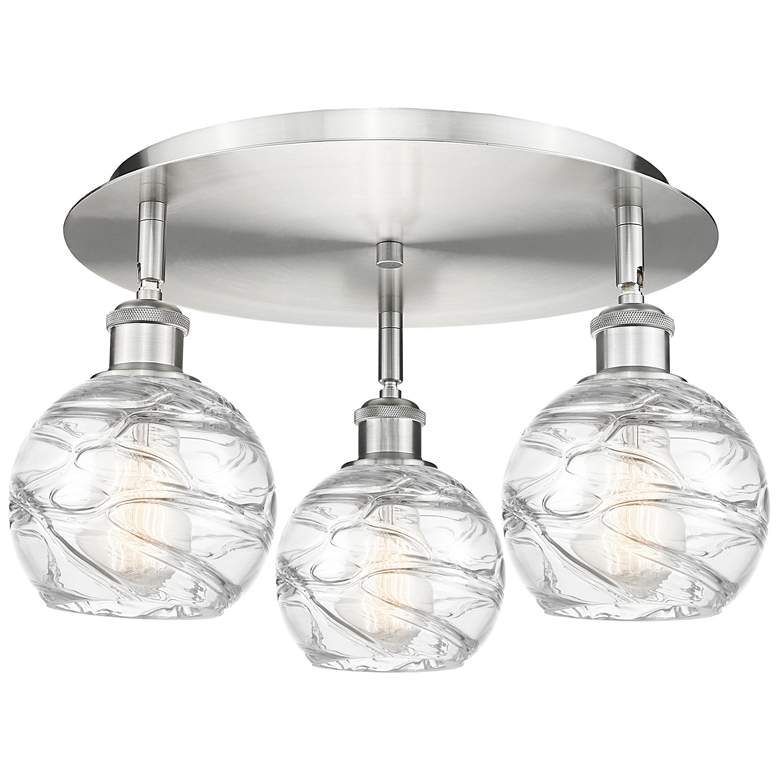 Image 1 Athens Deco Swirl 17 3/4" Wide Satin Nickel Ceiling Light