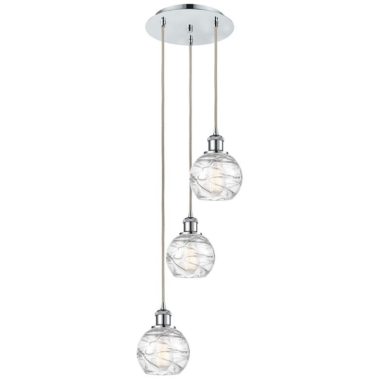 Image 1 Athens Deco Swirl 18" 3 Light Chrome Multi-Pendant w/ Swirl Shade