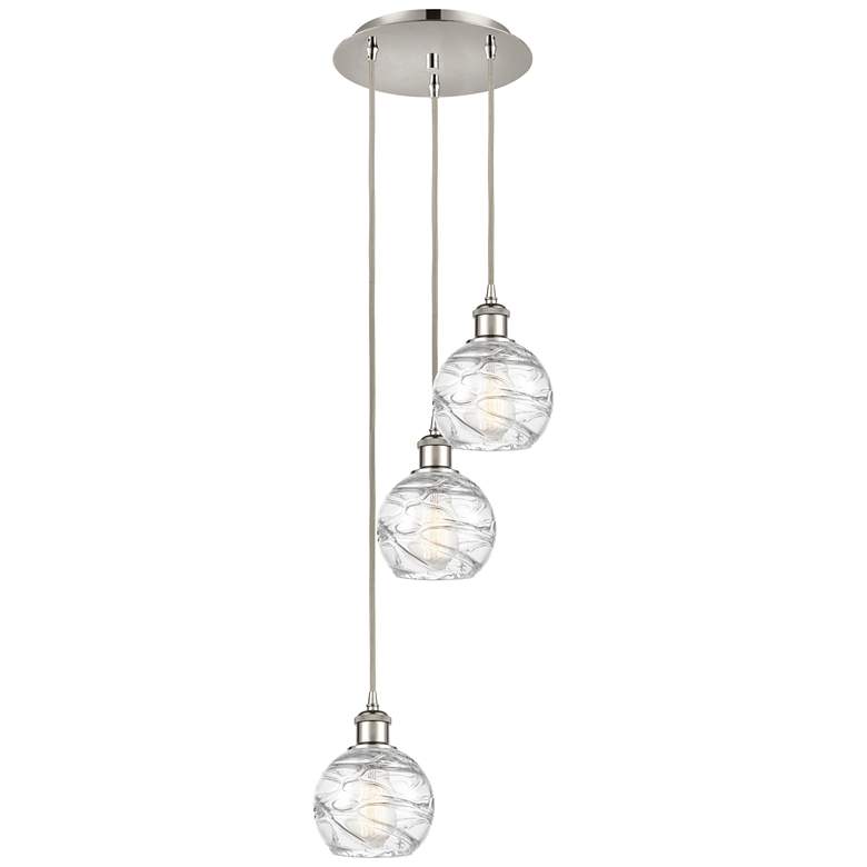 Image 1 Athens Deco Swirl 18" 3 Light Nickel Multi-Pendant w/ Swirl Shade
