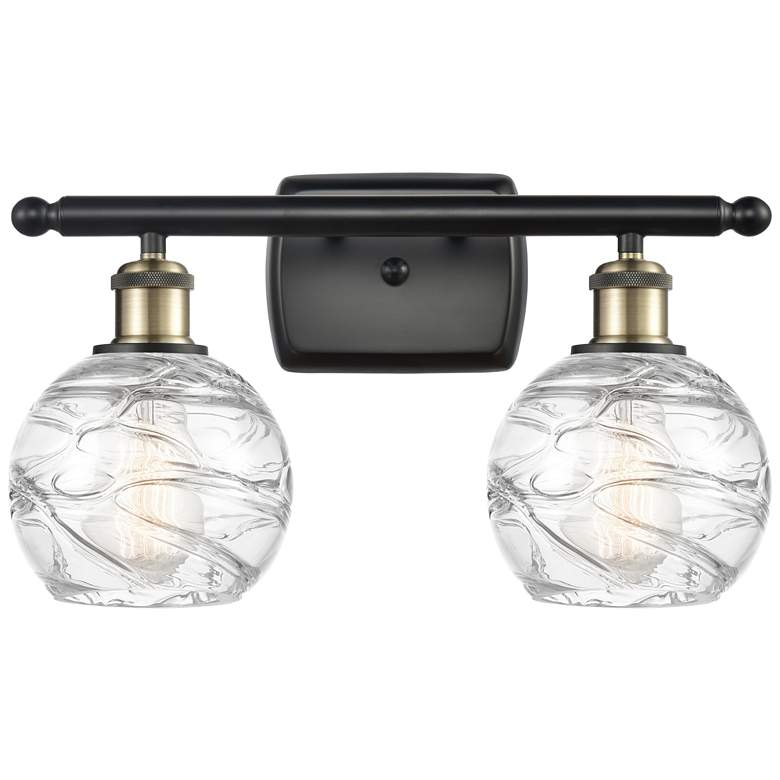 Image 1 Athens Deco Swirl 2 Light 16" LED Bath Light - Black Brass - Clear