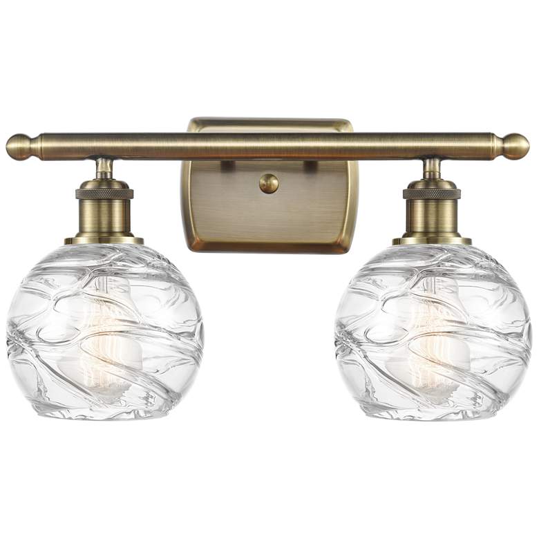 Image 1 Athens Deco Swirl 2 Light 16" LED Bath Light - Brass - Clear Deco Swir