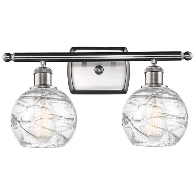 Image 1 Athens Deco Swirl 2 Light 16" LED Bath Light - Satin Nickel - Clear