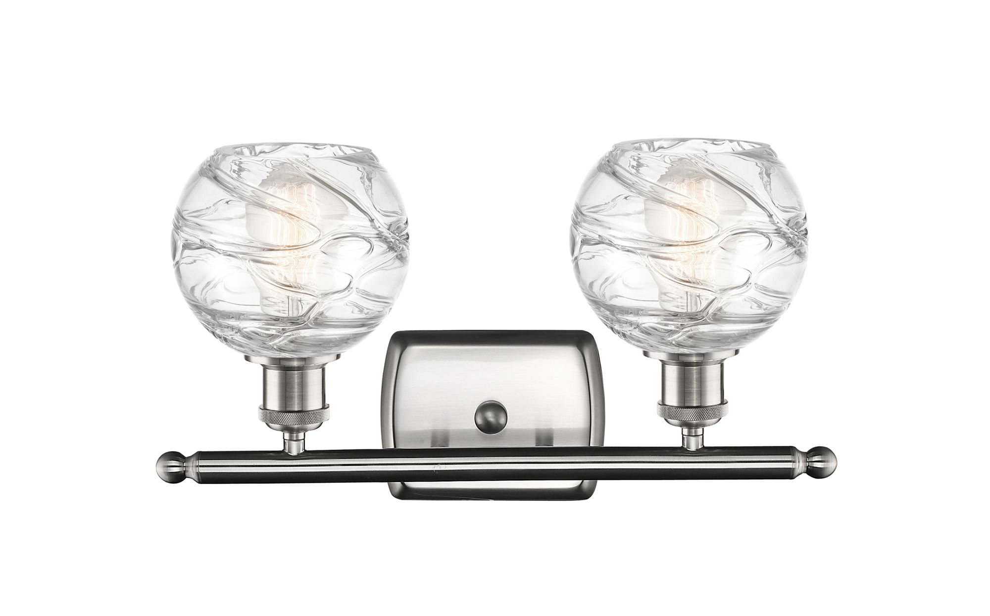 Image 2 Athens Deco Swirl 2 Light 16" LED Bath Light - Satin Nickel - Clear more views