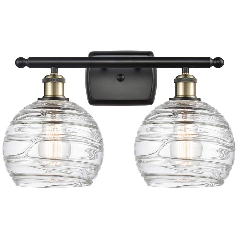 Image 1 Athens Deco Swirl 2 Light 18" LED Bath Light - Black Brass - Clear Swi
