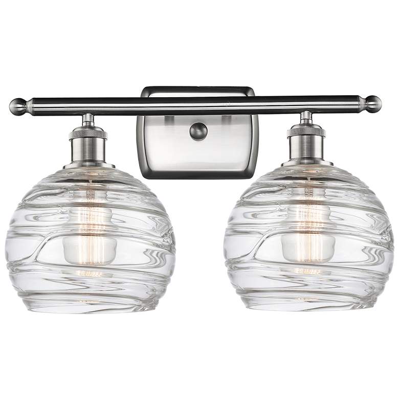 Image 1 Athens Deco Swirl 2 Light 18 inch LED Bath Light - Satin Nickel - Clear