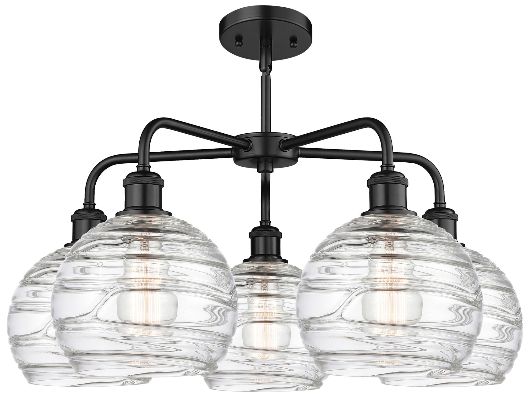 Image 2 Athens Deco Swirl 26" Wide Matte Black 5-Light Chandelier more views