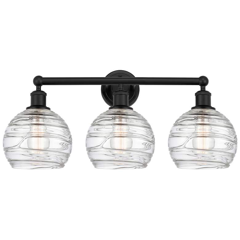 Image 1 Athens Deco Swirl 26"W Matte Black 3-Light Vanity Bath Light