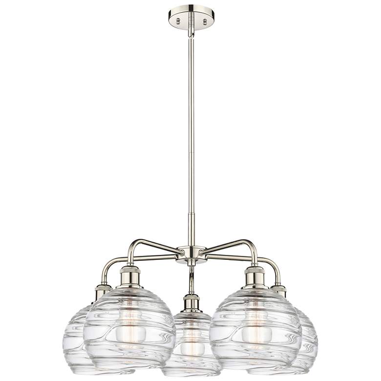 Image 1 Athens Deco Swirl 26"W Polished Nickel 5-Light Chandelier