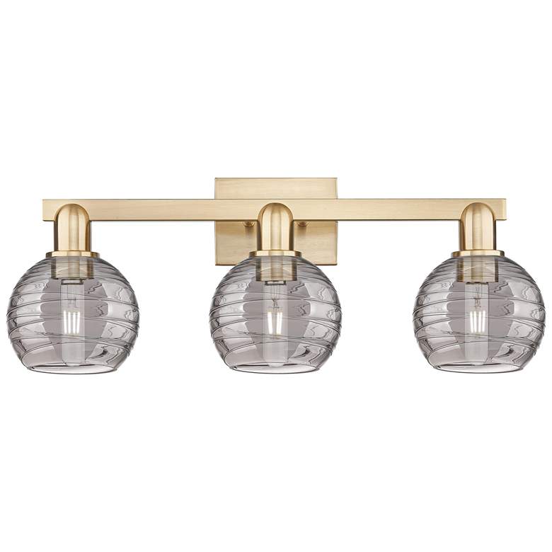 Image 1 Athens Deco Swirl 26"W 3 Light Champagne Bath Light w/ Smoke Shade
