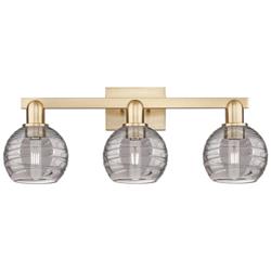 Athens Deco Swirl 26"W 3 Light Champagne Bath Light w/ Smoke Shade