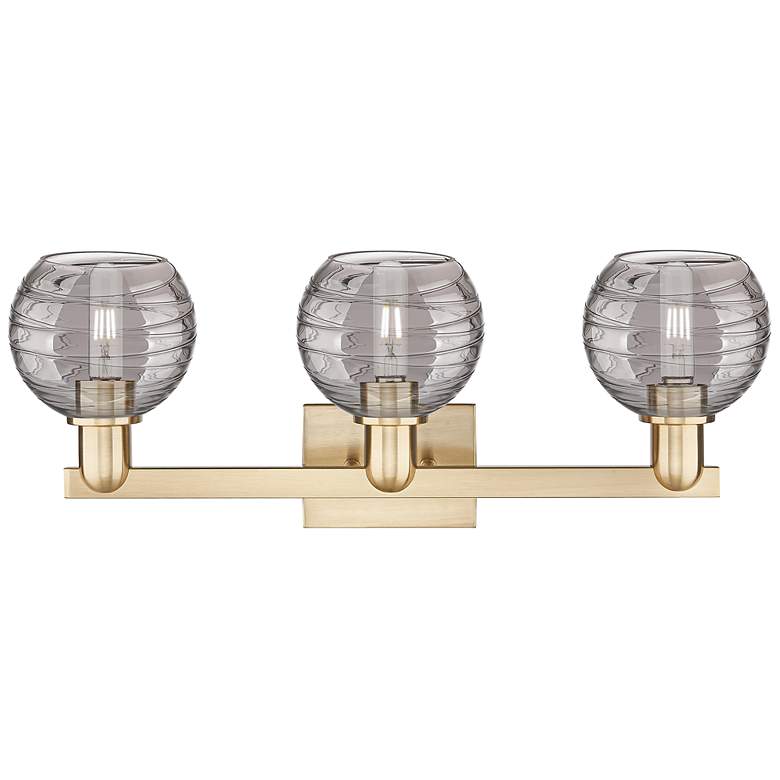 Image 2 Athens Deco Swirl 26"W 3 Light Champagne Bath Light w/ Smoke Shade more views
