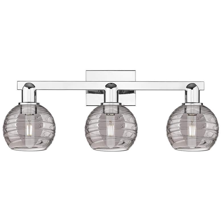 Image 1 Athens Deco Swirl 26"W 3 Light Chrome Bath Light w/ Smoke Swirl Shade