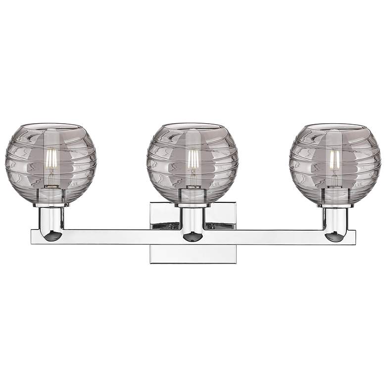 Image 2 Athens Deco Swirl 26"W 3 Light Chrome Bath Light w/ Smoke Swirl Shade more views