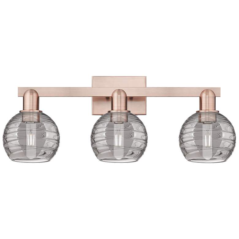Image 1 Athens Deco Swirl 26"W 3 Light Copper Bath Light w/ Smoke Swirl Shade