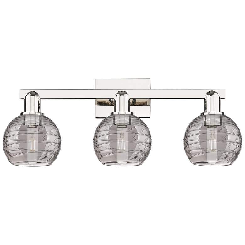 Image 1 Athens Deco Swirl 26"W 3 Light Nickel Bath Light w/ Smoke Swirl Shade