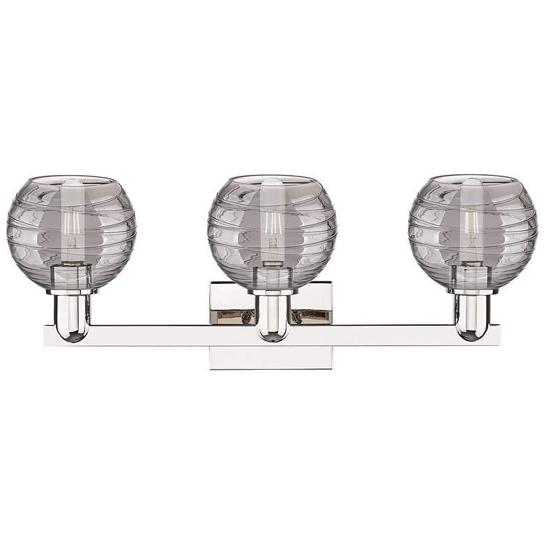 Image 2 Athens Deco Swirl 26"W 3 Light Nickel Bath Light w/ Smoke Swirl Shade more views