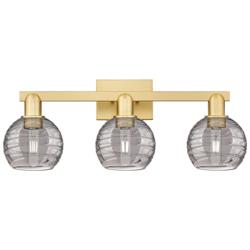 Athens Deco Swirl 26"W 3 Light Satin Gold Bath Light w/ Smoke Shade