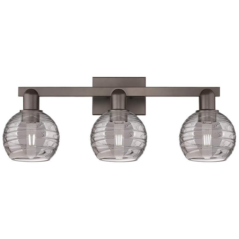 Image 1 Athens Deco Swirl 26"W 3-Lt Oil Rubbed Bronze Bath-Lt w/ Smoke Shade