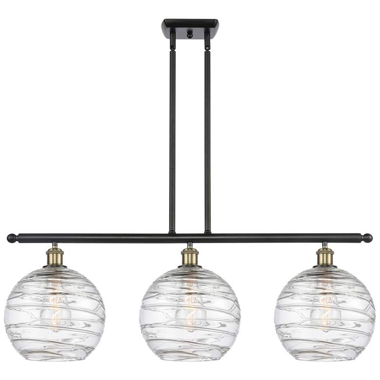 Image 1 Athens Deco Swirl 3 Light 37" Island Light - Black Brass - Clear