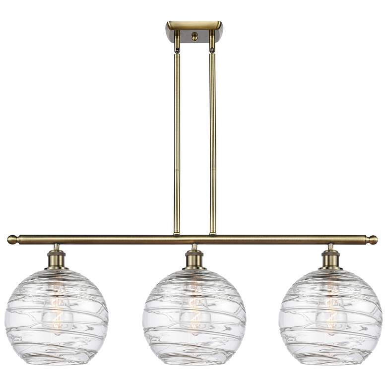 Image 1 Athens Deco Swirl 3 Light 37" Island Light - Brass - Clear Deco Swirl