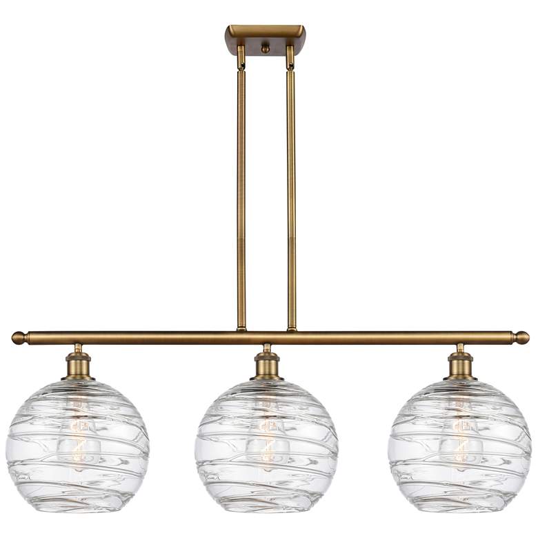 Image 1 Athens Deco Swirl 3 Light 37" Island Light - Brushed Brass - Clear