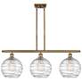 Athens Deco Swirl 3 Light 37" Island Light - Brushed Brass  - Clear