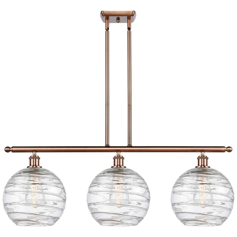 Image 1 Athens Deco Swirl 3 Light 37" LED Island Light - Copper - Clear Deco