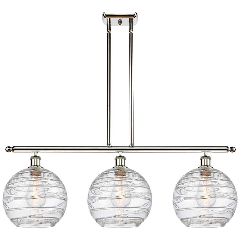 Image 1 Athens Deco Swirl 3 Light 37" LED Island Light - Polished Nickel - Cl