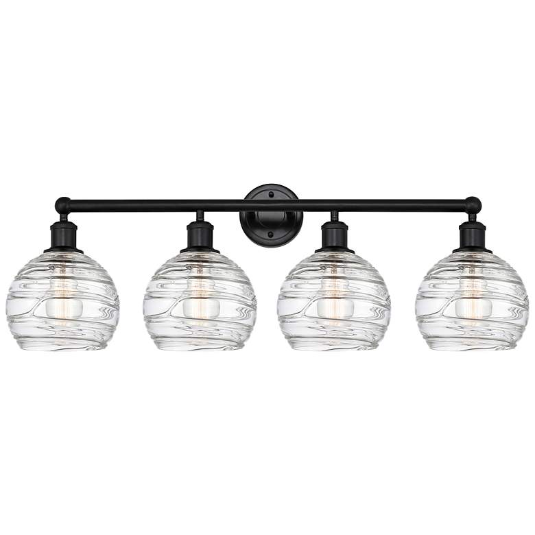 Image 1 Athens Deco Swirl 35" Wide Matte Black 4-Light Bath Light