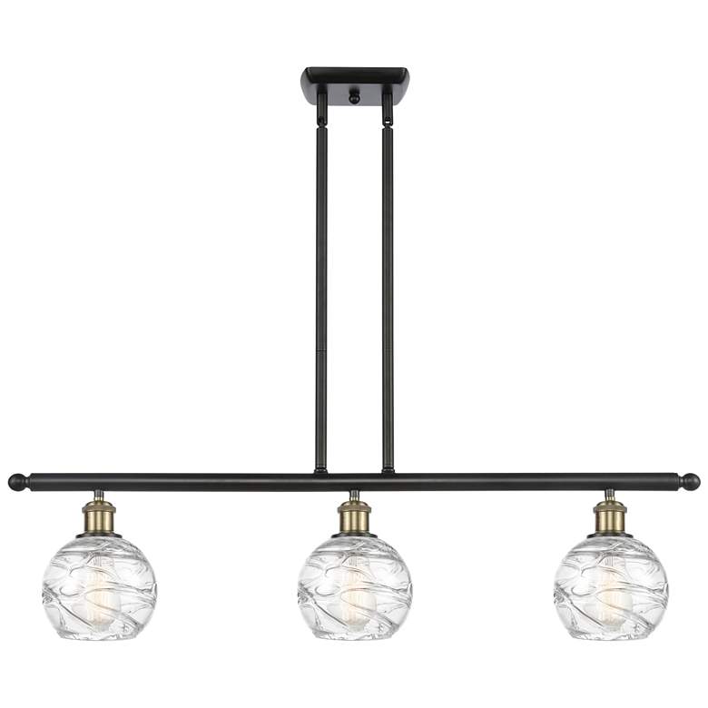 Image 1 Athens Deco Swirl 36"W 3 Light Black Brass Island Light w/ Deco Swirl