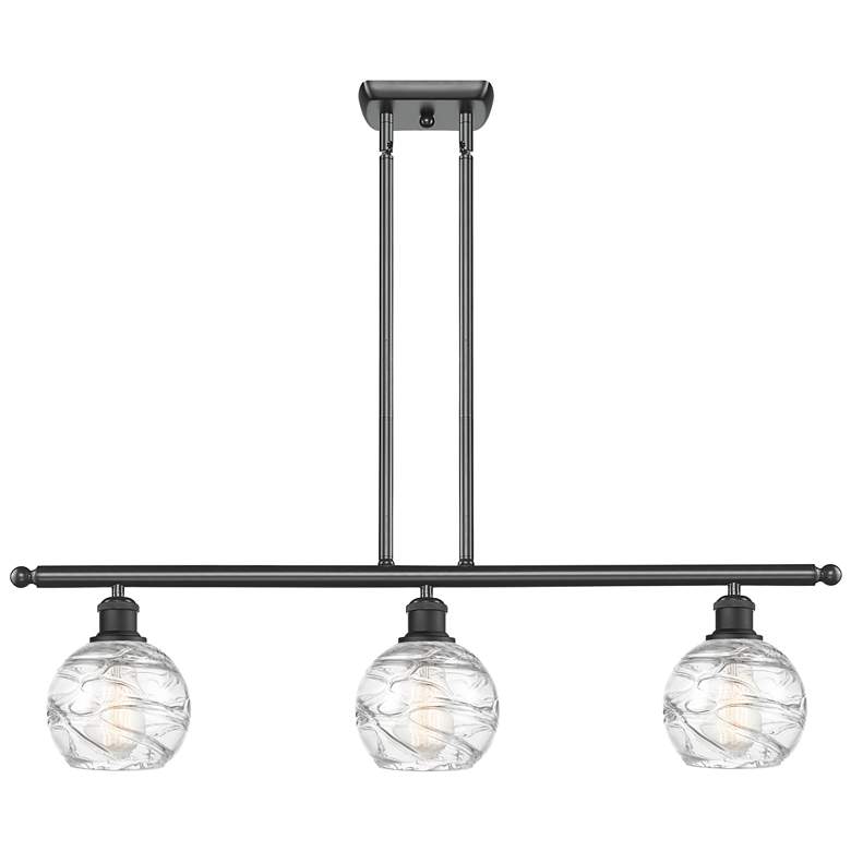 Image 1 Athens Deco Swirl 36"W 3 Light Matte Black Island Light w/ Deco Swirl